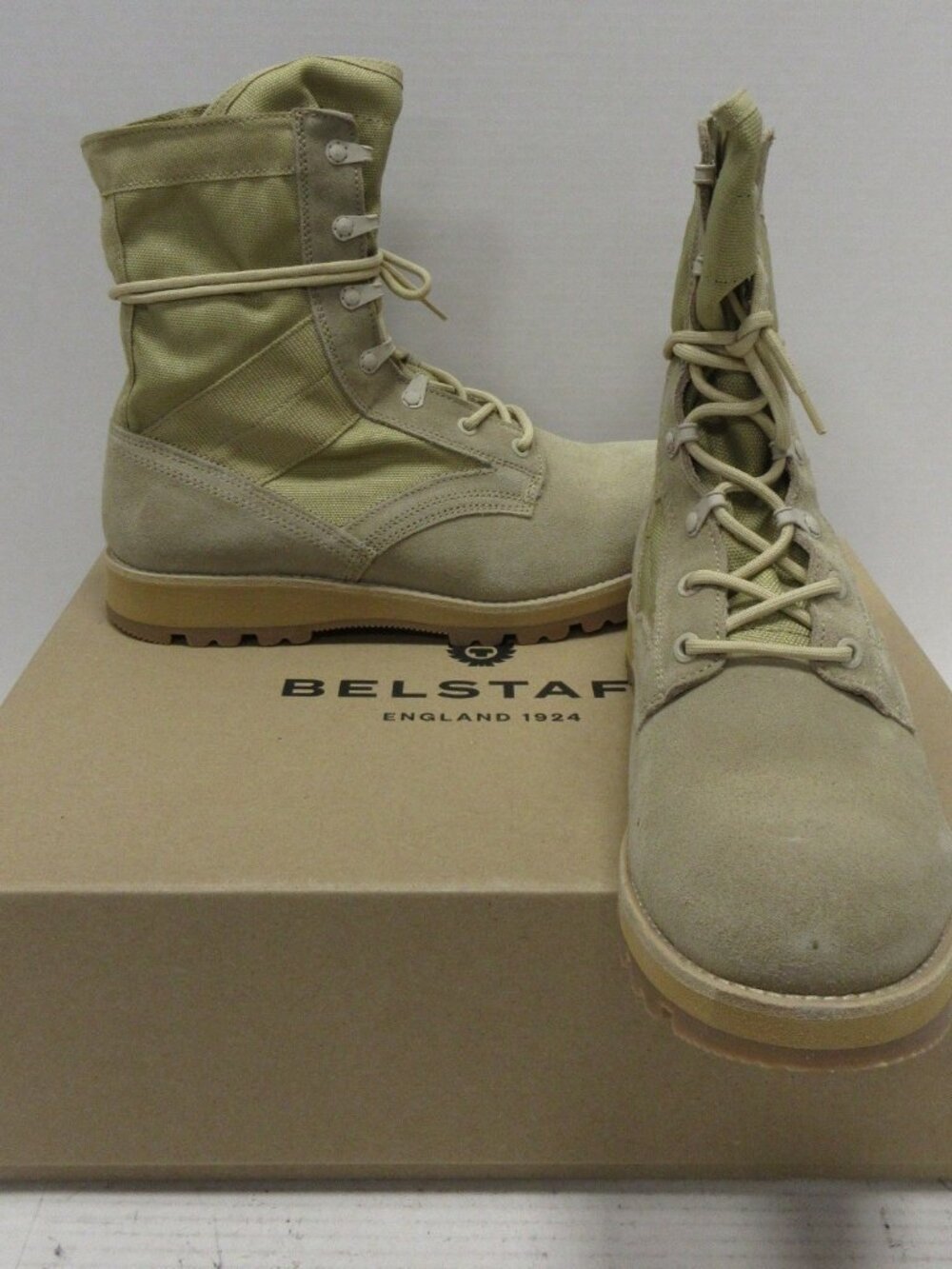 Belstaff Boots Storm Suede Canvas Tactical Military Combat NEW